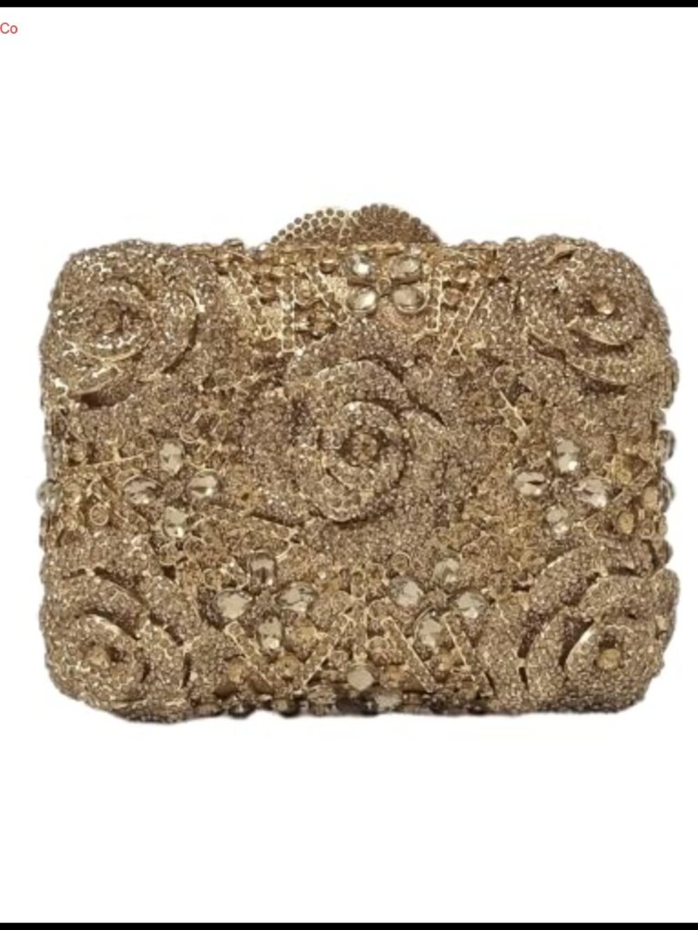Rhinestone Rose Flower Crystal Clutch Evening Bag with Chains